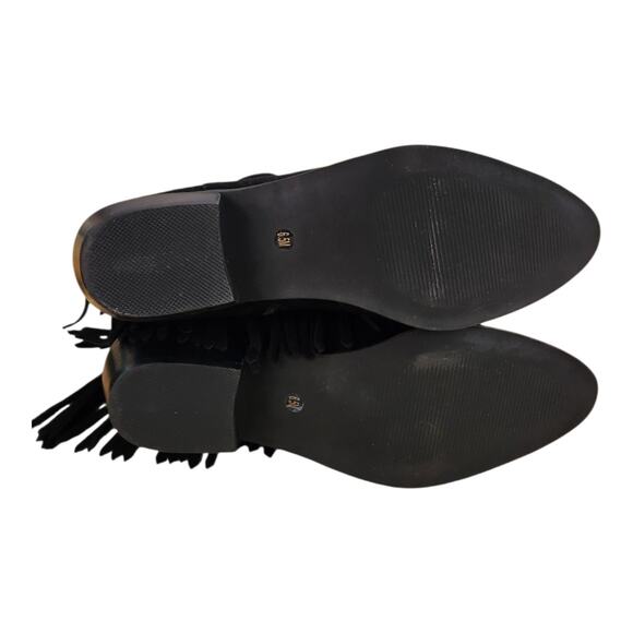 Steve Madden FLIRT Suede Leather Fringe Black Ankle Bootie Boots Size Women 6.5 - Picture 9 of 10